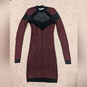 Susana Monaco Black and Burgundy Long Sleeve Dress